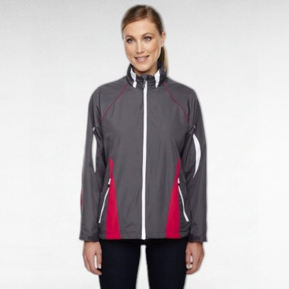 North End Womens Carbon and Red Sport Impact Active Lite Color Block Jac…